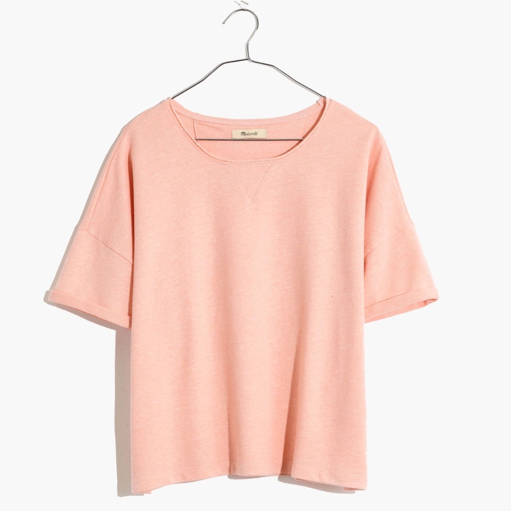 Madewell Marled Sweatshirt Tee - sz. S - soft pink - like new